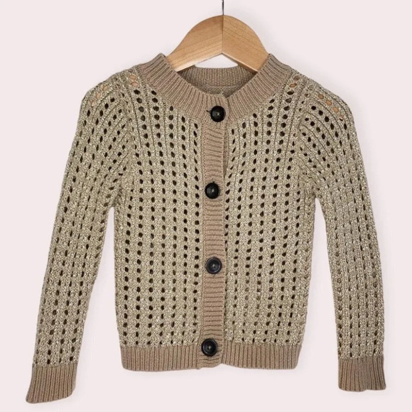 Peek cardigan sweater open weave metallic gold size 3-6 months - Picture 1 of 7